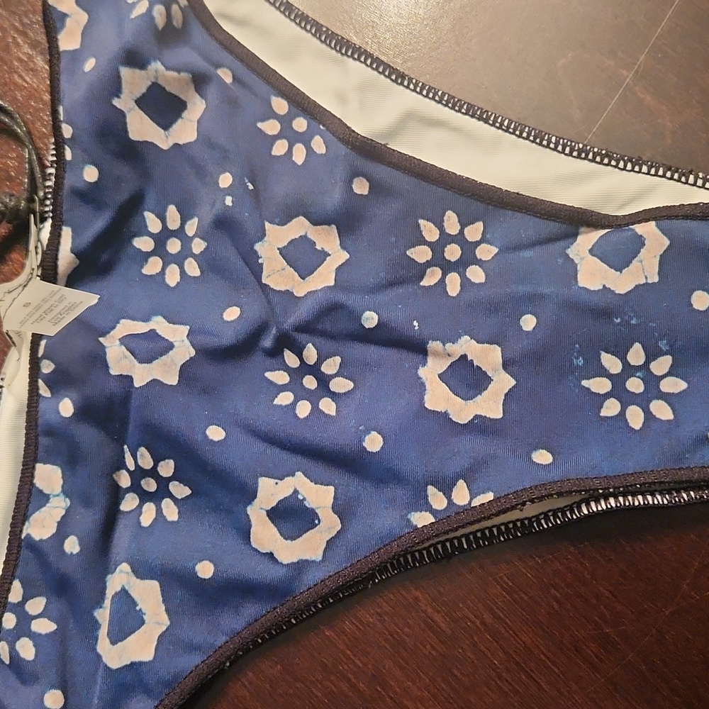 Vanessa Mooney Blue Patterned Bikini Bottom Small Size - Picture 2 of 11